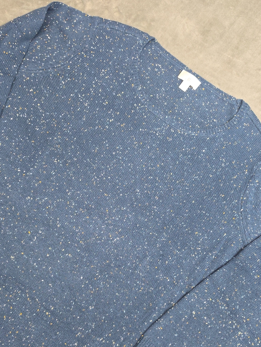 Belle by Kim Gravel Blue Gold Speckled Crewneck Sweater 3X Plus